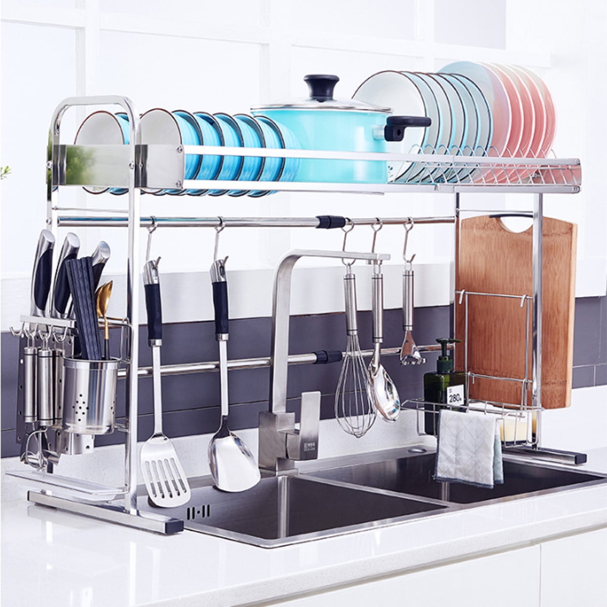 22''34'' Adjustable 304 Stainless Steel Frame Over The Sink Dish