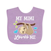 Inktastic My Mimi Loves Me with Sloth and Hearts Boys or Girls Baby Bib