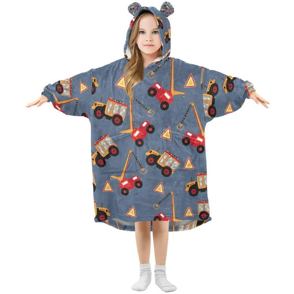 joogoo Wearable Blanket Hoodie for Truck Cartoon Oversized Sherpa Hooded 3-14 YR M