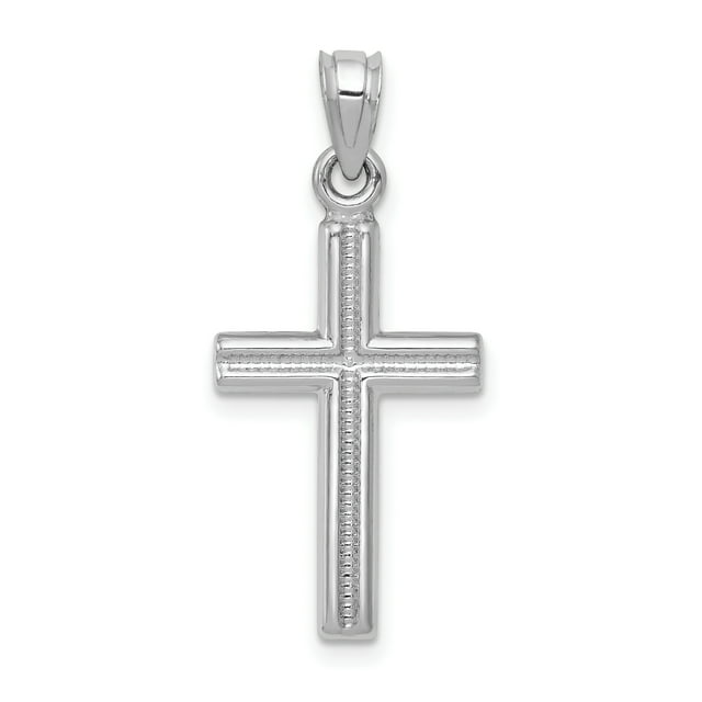 14K White Gold Cross Pendant Necklace with Chain