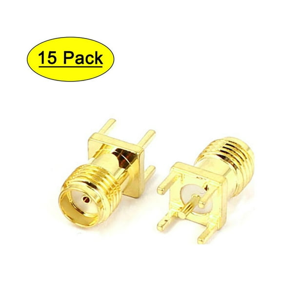 15pcs Gold Tone RP SMA Male Jack Solder PCB Clip Edge Mount RF Adapter Connector