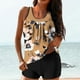 thumbnail image 1 of Trajes de baño tankini para mujer Trajes de baño de dos piezas con espalda de tiras y estampado conservador para mujer Traje de baño de dos piezas para mujer, 1 of 5