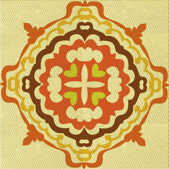 Ahgly Company Machine Washable Indoor Square Transitional Orange Area Rugs, 7' Square