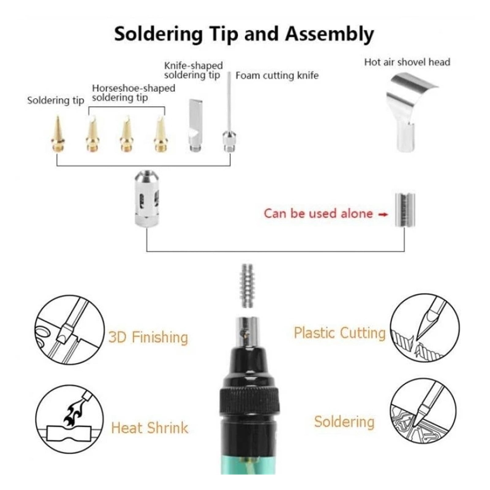 1300  Butane 4 In 1 Portable Soldering Iron Kit Welding Pen Burner Blow Torch Gas Soldering Iron Cordless Butane Tip Tool ,Internally Heated