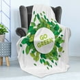 thumbnail image 4 of Saying Soft Flannel Fleece Throw Blanket, Go Green Text Inside a White Circle with Leaves Eco Awareness, Cozy Plush for Indoor and Outdoor Use, 50" x 70", Apple Green Fern Green, by Ambesonne, 4 of 5