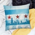 thumbnail image 2 of BANET  Chicago Skyline Throw Pillow Cushion Cover, City Flag High Rise Buildings Scenery National, Decorative Square Accent Pillow Case 22x22in, 2 of 5