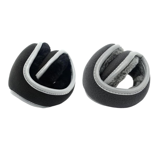 2 orejeras plegables de invierno de forro polar para ciclismo y esquí. negro y gris