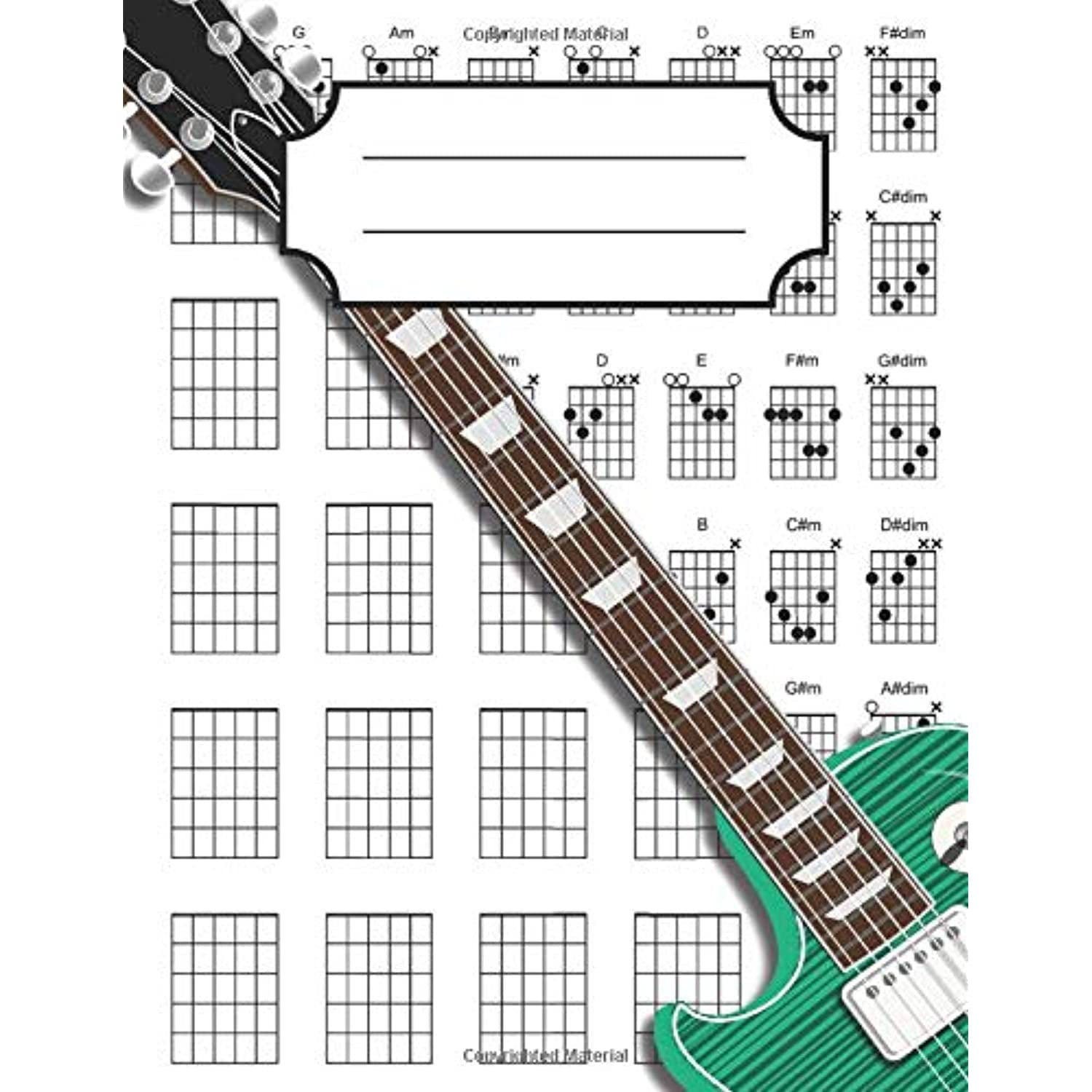 Left Handed Guitar Chord Diagrams Notebook: 100+ Blank Guitar Chord Writing Paper with Chord Fingering Chart Cheat Sheets and Circle of Fifths