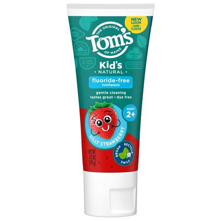 Tom's of Maine Natural Children's Toothpaste, Fluoride Free, Silly Strawberry, 4.2 Ounce, 1-Pack