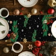 thumbnail image 3 of Christmas Snowman Cotton Linen Table Runner Pine Christmas Tree Snowflakes Balck Dining Table Runners for Home Decor Party Dining Room Restaurant Kitchen Party 13" x 72", 3 of 9