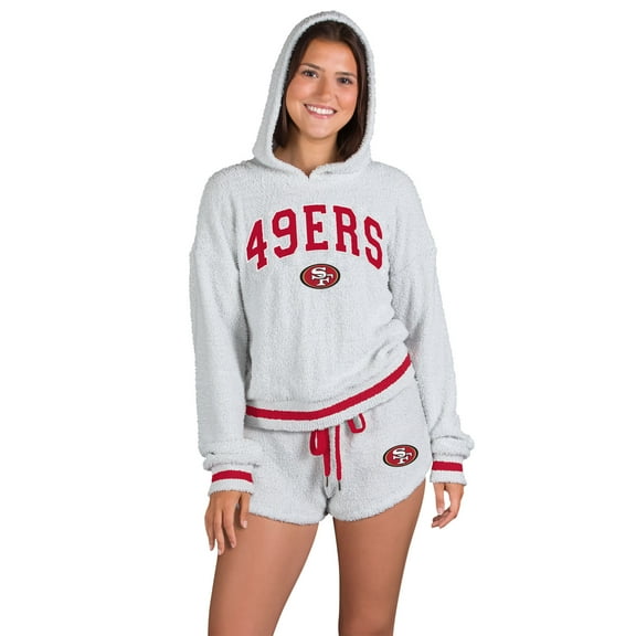 Women's Concepts Sport  Gray San Francisco 49ers Whitley Long Sleeve Hoodie Top & Shorts Set