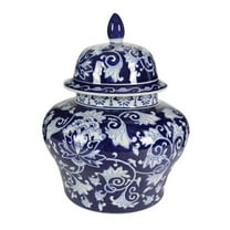 17" White and Blue Vintage Style Aline Ginger Jar