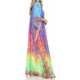 thumbnail image 4 of Sakkas Georgettina Flowy Rhinestone V Neck Long Caftan Dress / Cover Up - Green / Blue - One Size, 4 of 5