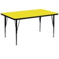 thumbnail image 1 of 36''W x 72''L Rectangular Yellow HP Laminate Activity Table - Height Adjustable Short Legs, 1 of 3