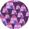 thumbnail image 1 of Ahgly Company Machine Washable Indoor Round Transitional Dark Magenta Purple Area Rugs, 3' Round, 1 of 7