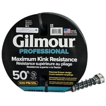 Gilmour Professional Kink-Proof Water Hose – 5/8" Diameter, 50 ft, Heavy-Duty, Burst-Proof, Gray/Aqua