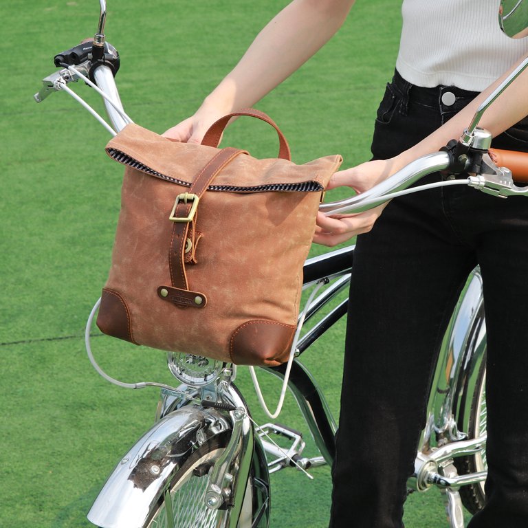 TOURBON Waxed Canvas Bike Rear Rack Bag Bicycle Handlebar Bag