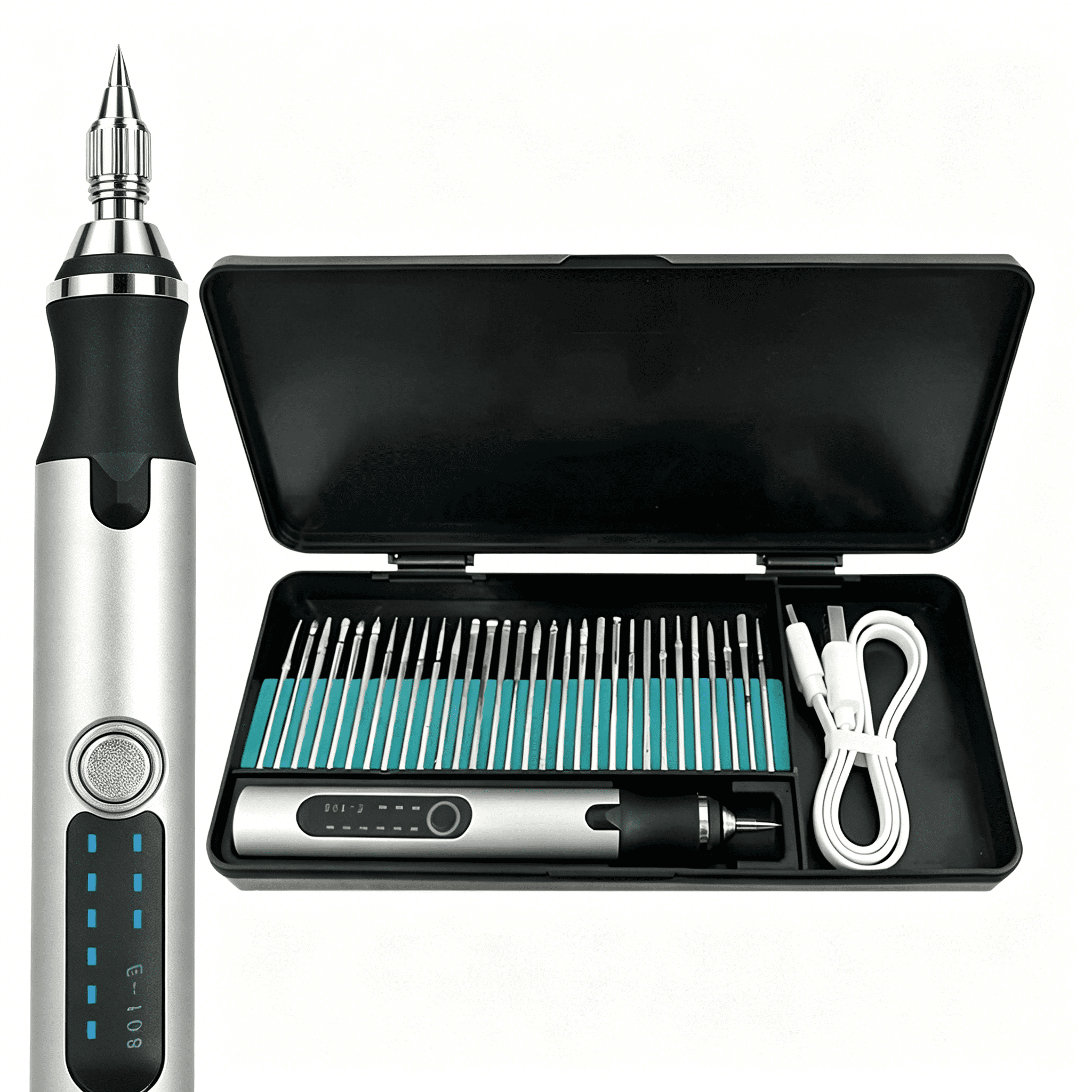 EXLEAF 2026 New Electric Engraving Pen Kit with 30 Bits,Usb Rechargable Cordless Engraving Tools,Portable Diy Engraving Pen for Metal,Wood,Stone,Jewelry,Glass and Plastic Engraving Tool