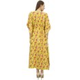 thumbnail image 4 of Bimba Women's Yellow Floral Printed Beach Long Coverup Maxi Dress Caftan-4, 4 of 5