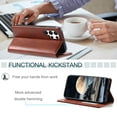 thumbnail image 3 of Feishell for Samsung Galaxy S24 Ultra Wallet Case, Premium PU Leather Credit Card Holder Magnetic Closure Flip Kickstand Cover [TPU Inner Shell] Shockproof Phone Case for Galaxy S24 Ultra,Brown, 3 of 8