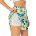 thumbnail image 2 of Bixox Women's Cute Dinosaur Blue Green pattern 2 in 1 Running Shorts - Lightweight Athletic Workout Gym Yoga Shorts Liner with Pockets - X-Large, 2 of 7