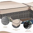 thumbnail image 3 of Walsunny 8 Pieces Patio Wicker Rattan Fire Pit Furniture Conversation Sets with Outdoor Sectional Sofa,45" Gas Propane Fire Pit Table,Glass Coffee Table,Silver Rattan Khaki Cushion, 3 of 8