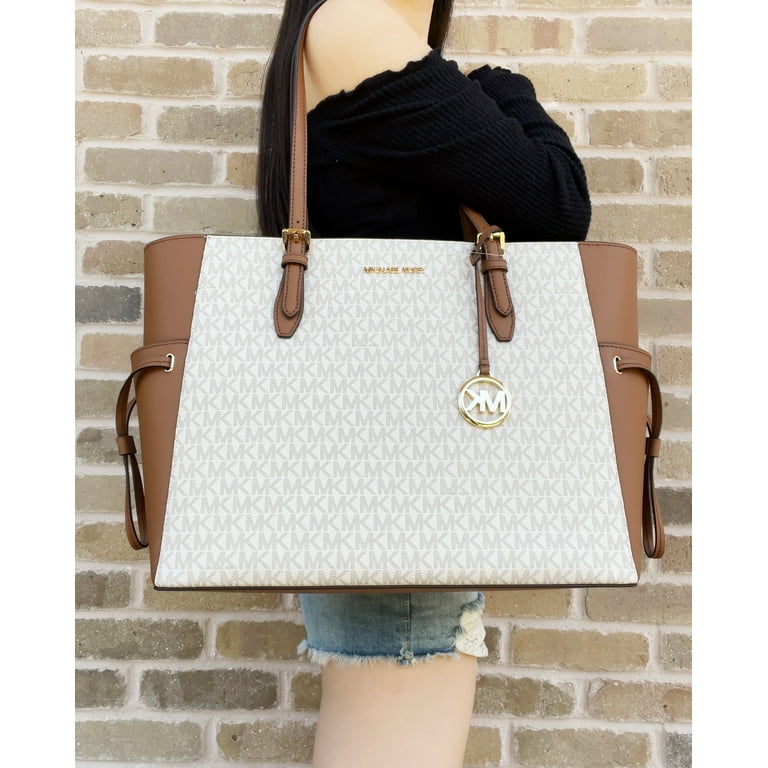 Michael Kors Bags | Michael Kors Gilly Large Drawstring Tote Bag | Color: Brown/White | Size: Large | Comein_Clutch's Closet