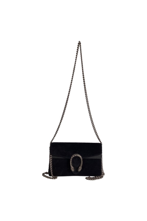 Pre-Owned Gucci Mini Dionysus Shoulder Bag in Black Suede