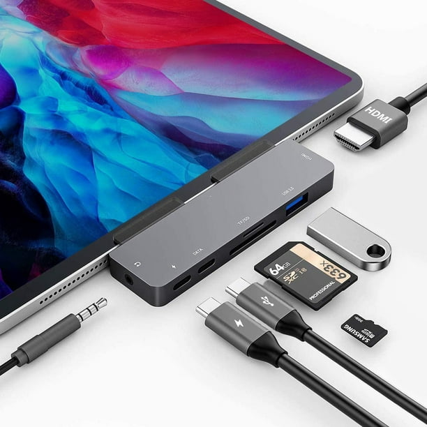 USB C Hub 7-in-1 Adapter for iPad pro 2021 2020 12.9 11