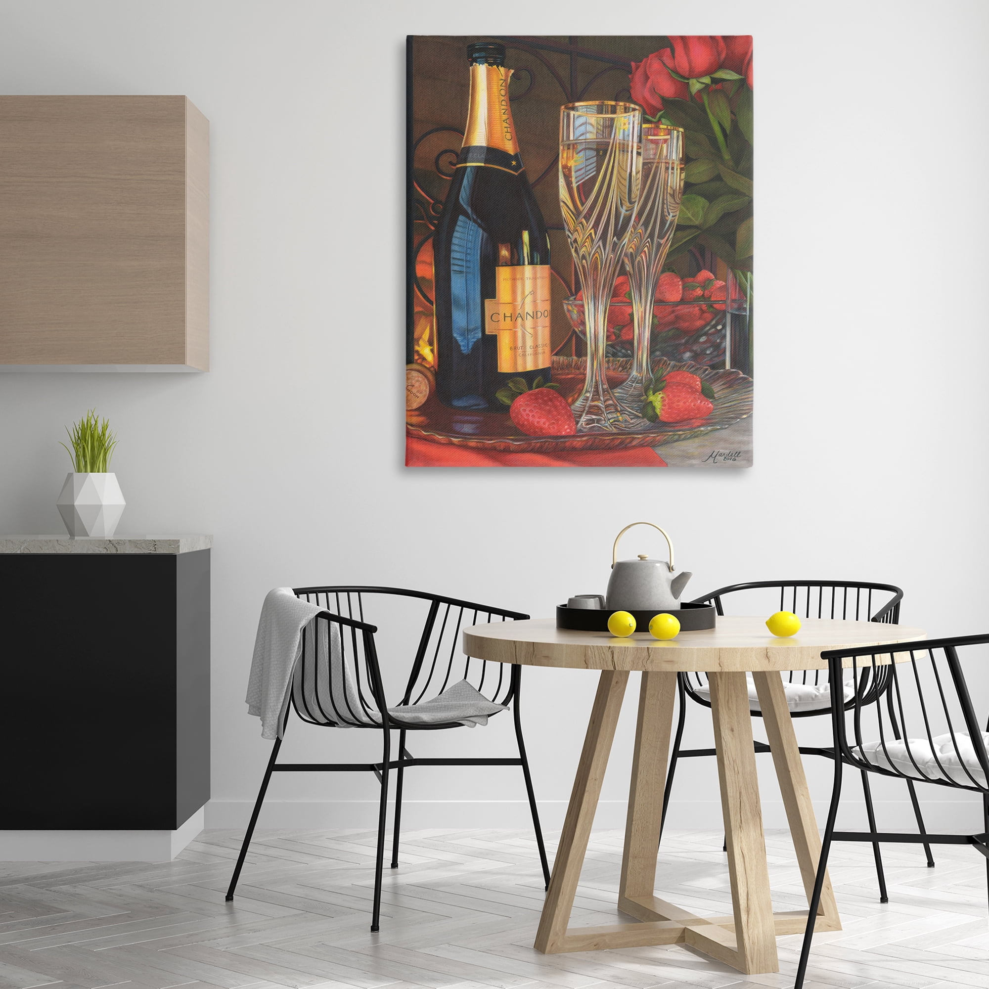 Stupell Industries Romantic Champagne Pair Food & Beverage Painting Gallery Wrapped Canvas Art Print Wall Art, 36 x 48