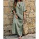 thumbnail image 2 of Vestido largo suelto Eccomum Algodón y lino con hilo a rayas Gris L, 2 of 4