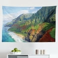 thumbnail image 1 of Hawaiian Tapestry, Hawaiian Sunset on Big Island Anaehoomalu Bay Ocean Romantic Resort, Fabric Wall Hanging Decor for Bedroom Living Room Dorm, 2 Sizes, Lilac Dark Orange Black, by Ambesonne, 1 of 1
