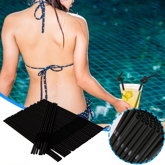 Iumwxz Straws Black Disposable Plastic Straws Bent Diy Straws Milk Tea Drink Straws Reusable Straws Black Steel Deals of The Week