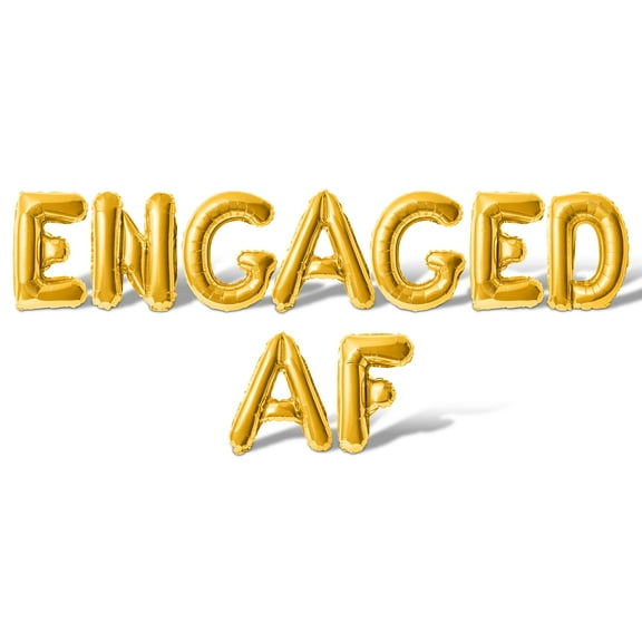 Letter Balloons -ENGAGED AF 16" Inch Alphabet Letters Foil Mylar Balloon Engagement Party Banner (Gold)