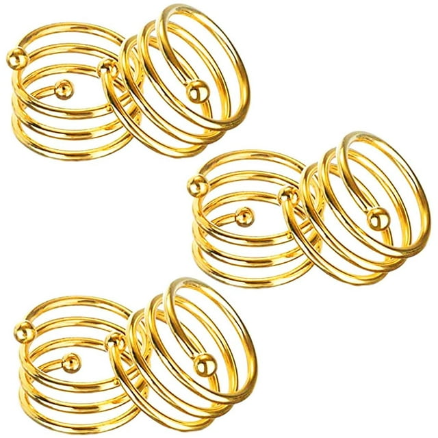 Napkin Rings, 6 Pieces of Metal Napkin Bows for (Gold) Wedding Dinner Birthday Table Decor