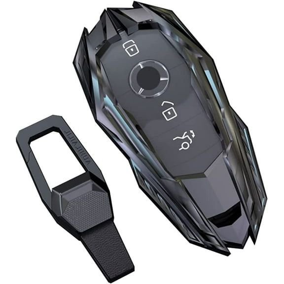 For Mercedes Benz key fob cover,Metal Key Case Cover Protector Compatible with Mercedes Benz 2019-2021 A-Class C-Class G-Class 2017-2021 E-Class 2018-2021 S-Class with Keychain(Grey)