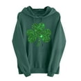 thumbnail image 2 of Ladies' St. Patrick'S Day Wine Cup Irish Clover Art Fun Printed Hoodie Sportswear Lucky Green Long Sleeve Shirt With Pocket, 2 of 6