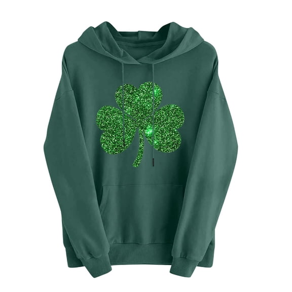 zbxnLI Women Hoodies Sweatshirts St.Patrick's Day Top Long Sleeve Tops Plus Size Drawsring Sweatshirt with Pockets