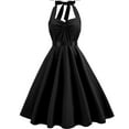 thumbnail image 3 of SAATLERI women's 1950s retro vintage spaghetti strap cocktail swing dresses 50s Retro Hepburn Style Halterneck A-Line Dresses, 3 of 3
