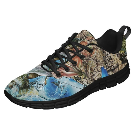Camo Fishing Running Shoes Sneakers Mesh Black Size 3.5