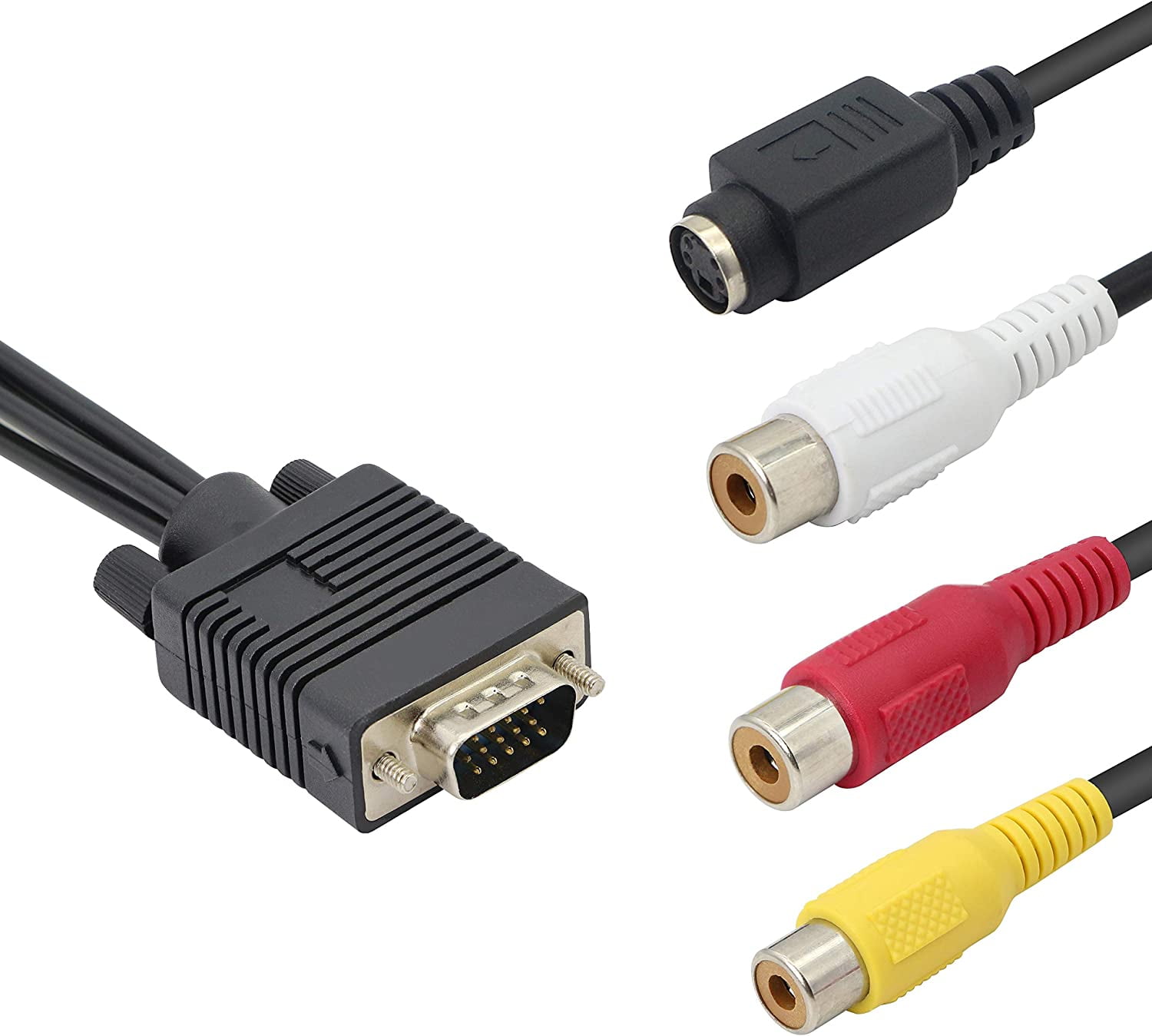 VGA to S Video 3 RCA Converter AV TV Out Cable,VGA Male to SVideo Female + 3 RCA Female Adapter