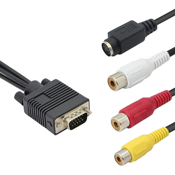 VGA to S Video 3 RCA Converter AV TV Out Cable - VGA Male to S-Video Female + 3 RCA Female Adapter - 20CM
