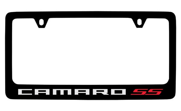 Chevrolet Camaro SS License Plate on Black Steel