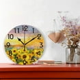 thumbnail image 2 of Dreamtimes Beautiful Sunflower Field Oil Painting Print Round Wall Clock Decorative, 10 Inch Battery Operated Quartz Analog Quiet Desk Clock for Home,Office,School, 2 of 6