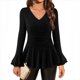 thumbnail image 5 of RKSTN Women's Dressy Sparkly T Shirts Oversized V Neck Glitter Sparkly Long Sleeve Shirt Top Womens Casual Solid Plus Size Sequined Loose Fits Comfy Tee Party Club Night Blouses Fall Spring Clothes, 5 of 10