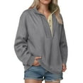 thumbnail image 2 of idosla Womens Oversized Sweatshirt Long Sleeve Henley Pullover Tops 2025 Fall Casual Button Loose Fit Teens Fashion Outfits (Grey, XXL), 2 of 6