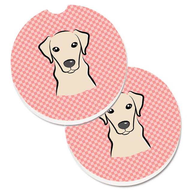 Damier Rose & Jaune Labrador Ensemble de 2 Tasses Porte-Boîte de Montagnes Russes