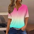thumbnail image 2 of SROBPTY Summer Tops for Women,Womens Shirts,Ladies' Retro Non Positioning Printed V-neck Button T-shirt Loose Top, 2 of 5