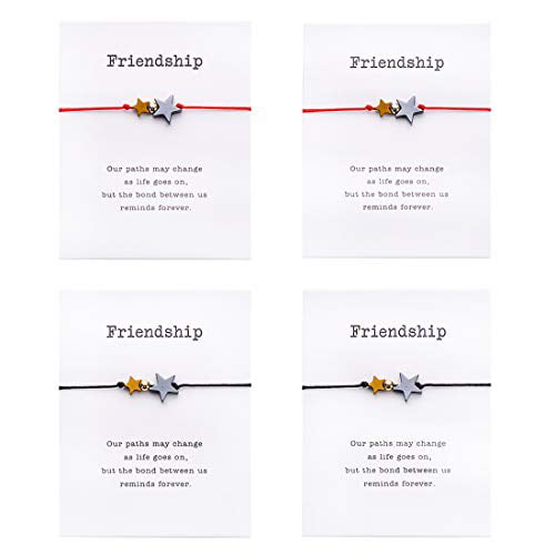 Pipitree Friendship Bracelet Charm Bracelet for Best Friends Handmade Gift Card Braided Wish Bracelet （4Pcs）
