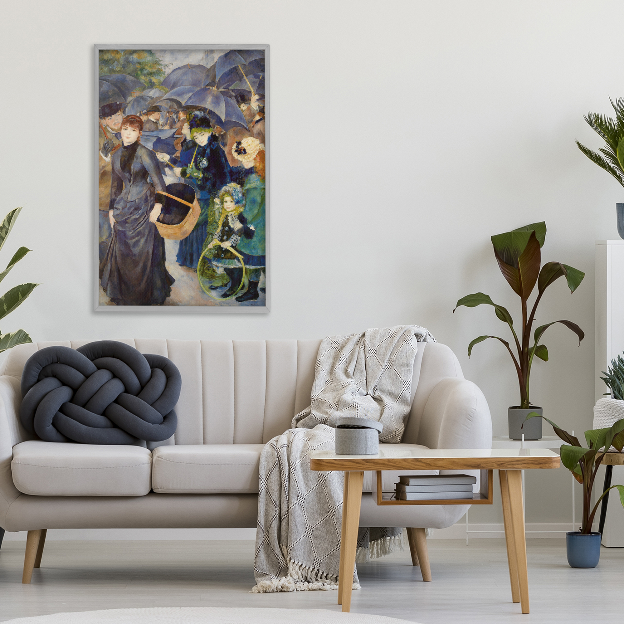 The Umbrellas Renoir Gray Framed Giclee Art, design by Masters Collection